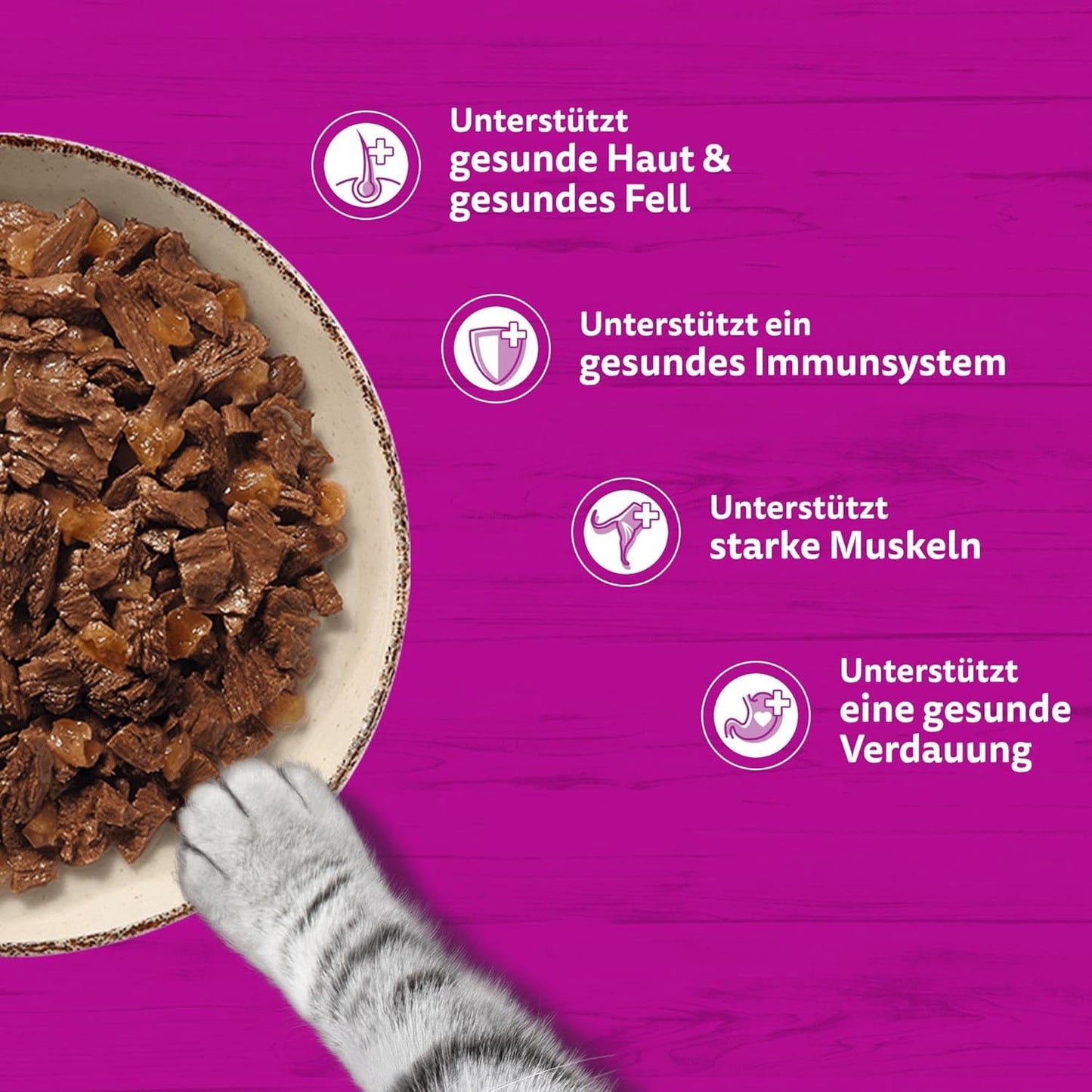 WHISKAS PURE DELIGHT Alimento umido in gelatina 24 x 85g Ragù Classico (4 confezioni) 48 buste porzionate