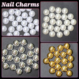 GZMAYUEN 920 pezzi perle per unghie con retro piatto oro argento per unghie, perle per unghie beige bianco Halbrunde, piccole perle con retro piatto Halbrunde per decorazioni per nail art fai da te