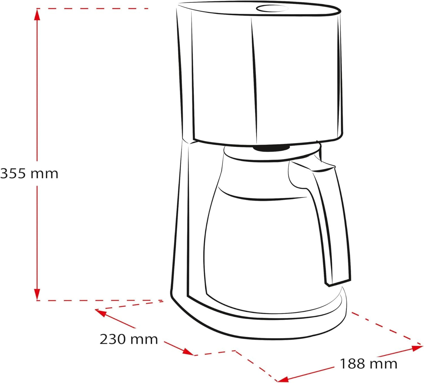 Melitta Enjoy Top Therm - Macchina per caffè espresso con filtro e caraffa termica in acciaio inossidabile, fino a 10 tazze di caffè, nero/acciaio inossidabile