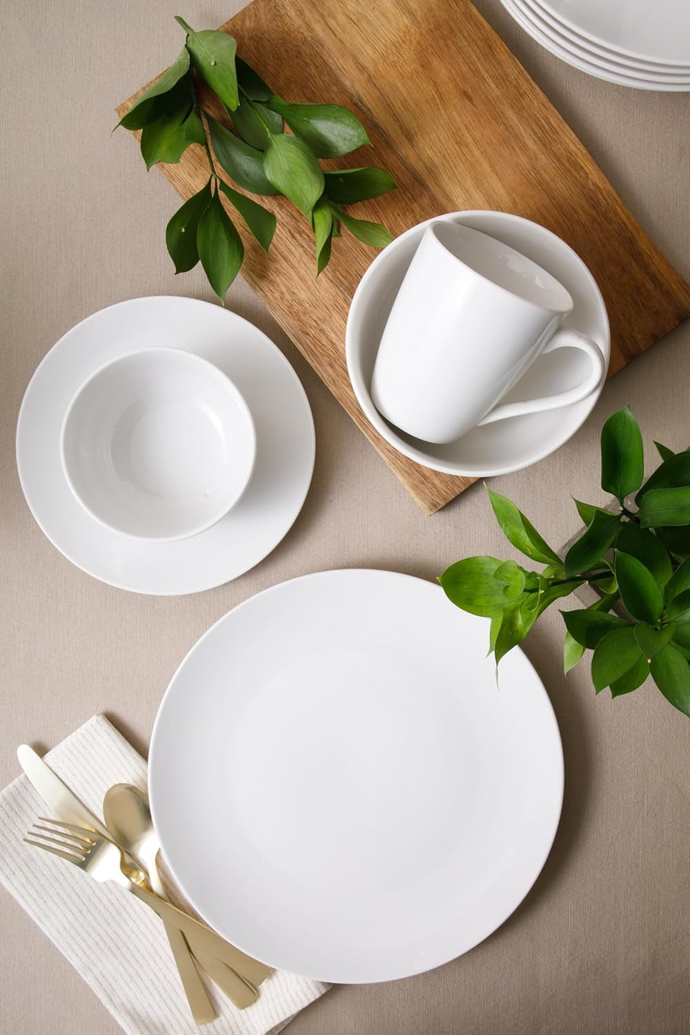 Zen Buffet Servizio Piatti in Porcellana, Servizio per 6 (30 Pezzi), Bianco (Tazze)