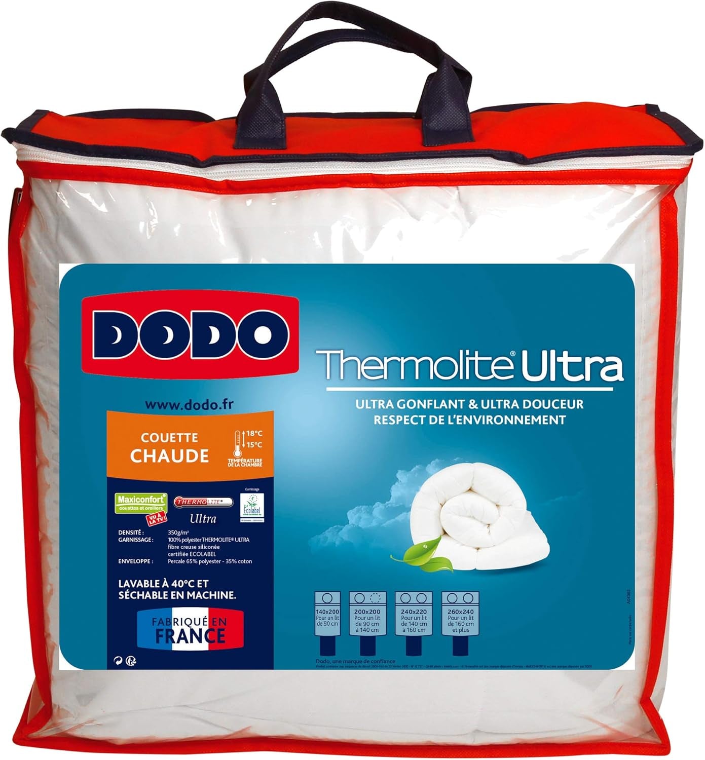 Piumino Maxiconfort Ultra, caldo, fibra sintetica, 260 X 240 cm, bianco Piumini e trapunte Naty Shop