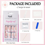 30 unghie finte francesi - colla su unghie artificiali - unghie in gel morbido per donne - manicure quadrata per unghie adesive acriliche (rosa francese)