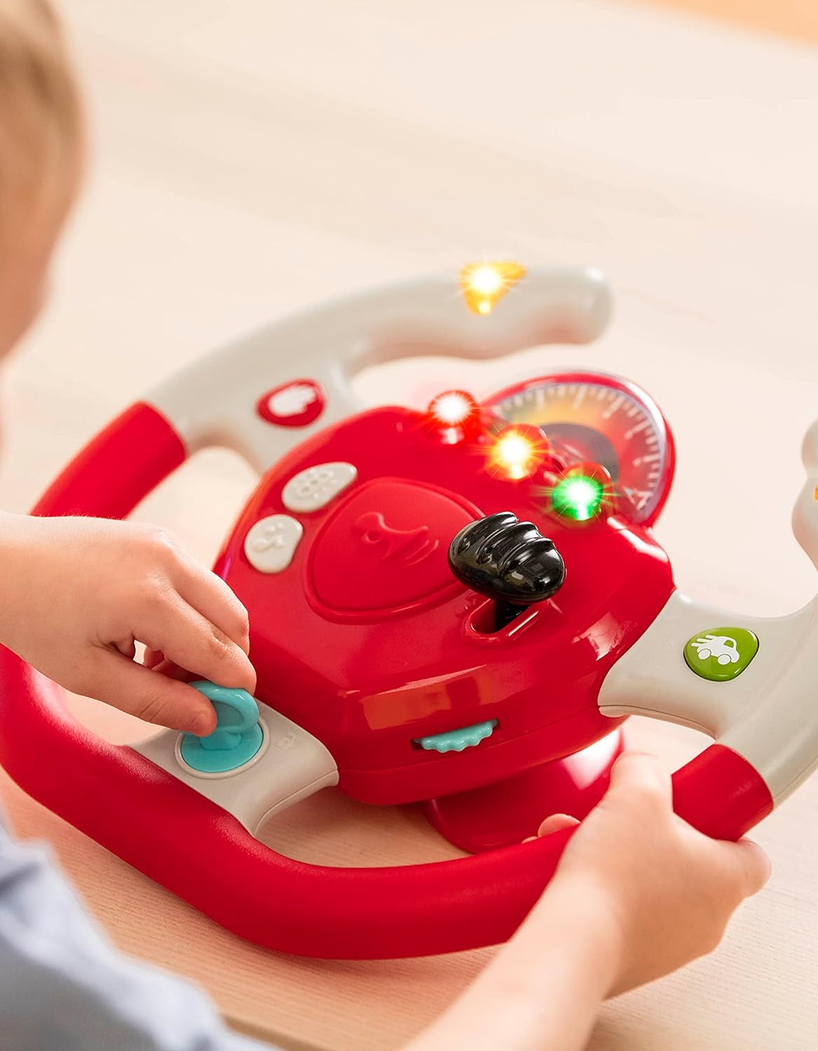 Battat in plastica, BT2525Z Volante interattivo giocattolo anche per viaggi e giri in macchina con luci e suoni per bambini da 2 anni in su, Rosso, Compatibile con le auto Bebe Toys Naty Shop