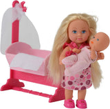 Simba 105736242 - Evi Love Doll Cradle 2 assortiti Evi come tata con culla e bambola alla moda da 12 cm per 3 anni e oltre
