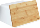 WENKO Kubo Cestino per il Pane con Tagliere in bambù, Portapane Versatile con Coperchio e Tagliere in bambù Integrato, Contenitore per Alimenti, Resistente per il Pane, 35 x 20,5 x 26 cm, Nero/Naturale Naty Shop Scatole per Alimenti Bianco/Marrone