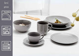 Ritzenhoff & Breker Levi Servizio da tavola da 16 pezzi, Piatti, Ciotole e tazze per 4 persone, Design scandinavo con fine rilievo scanalato, Stoviglie Mix & Match, Porcellana, Bianco e Grigio