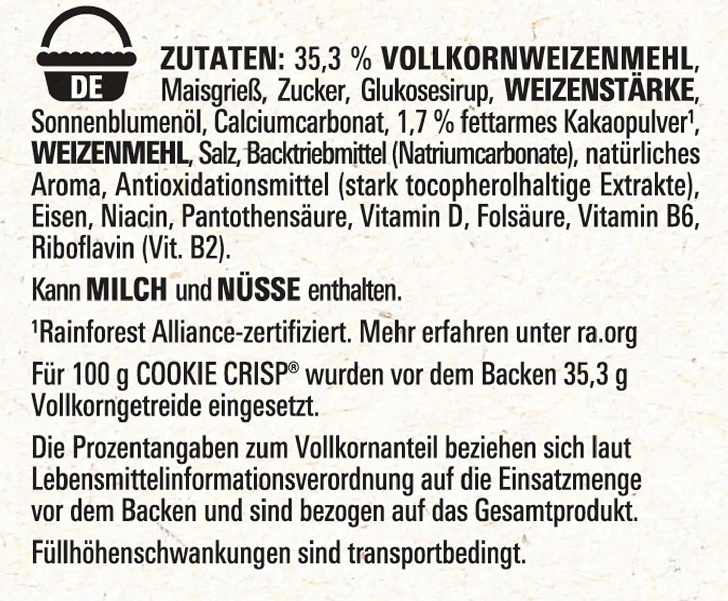 Nestlé Cookie Crisp (+20%), biscotti integrali per la colazione ai cereali per bambini, confezione da 1 (1x450g)