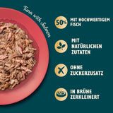 Filetti tritati in brodo con tonno e salmone, preparati con ingredienti naturali, Lily's Kitchen, alimento umido per gatti adulti, scatola da 70g