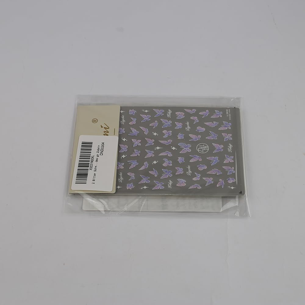 2 Blätter Schmetterling Nagelsticker Selbstklebend,Muschel Glitzer Nail Art Farfalla Adesivo per unghie Lila Grau Schmetterlinge Nagelaufkleber Relief Laser Farfalle Nagel Sticker Nageldesign Zubehör