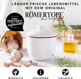 Römertopf Fresh Pot MINI 0,6 litri - Pentola per aglio in ceramica - L'argilla traspirante mantiene le verdure fresche più a lungo - Circolazione dell'aria ideale - Contenitori per alimenti bianchi Naty Shop