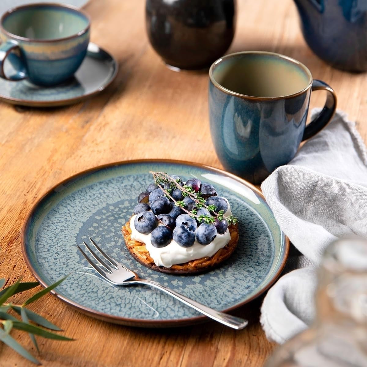 Villeroy & Boch Crafted Denim set da colazione, 6 pezzi, per 2 persone, blu