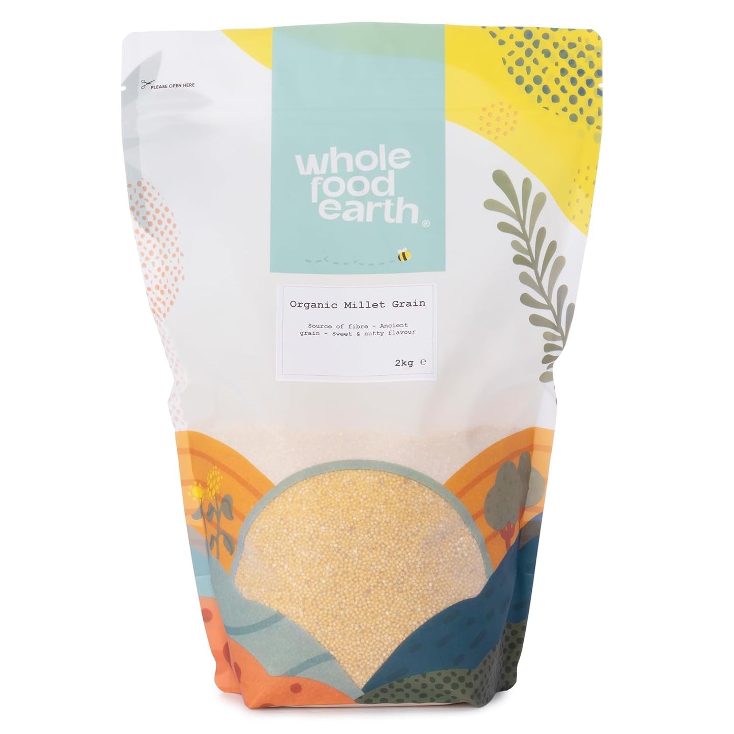 Miglio biologico Integrale Terra 2 kg | Non OGM | Vegano | Ricco di fibre | Certificato biologico