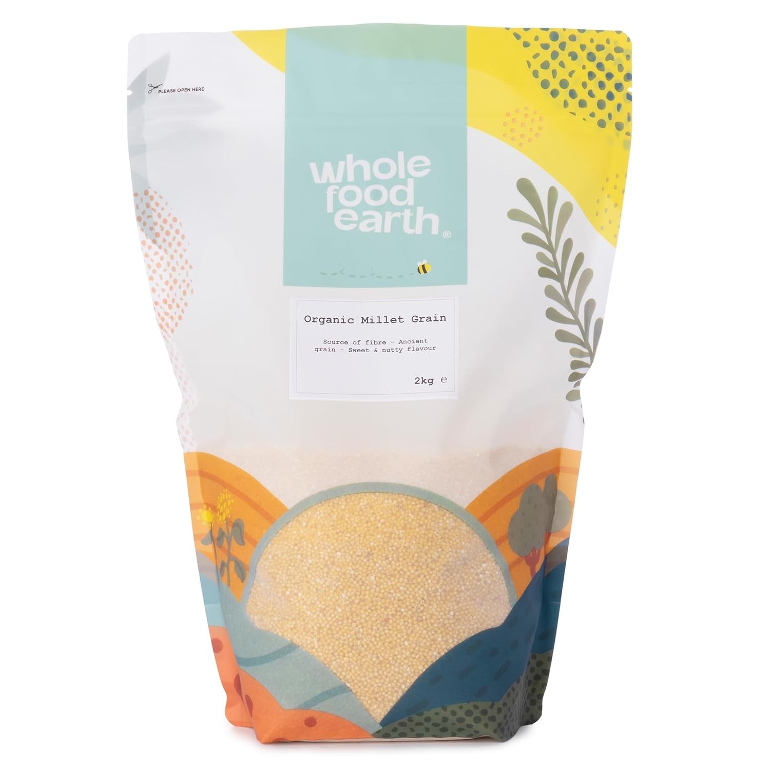 Miglio biologico Integrale Terra 2 kg | Non OGM | Vegano | Ricco di fibre | Certificato biologico