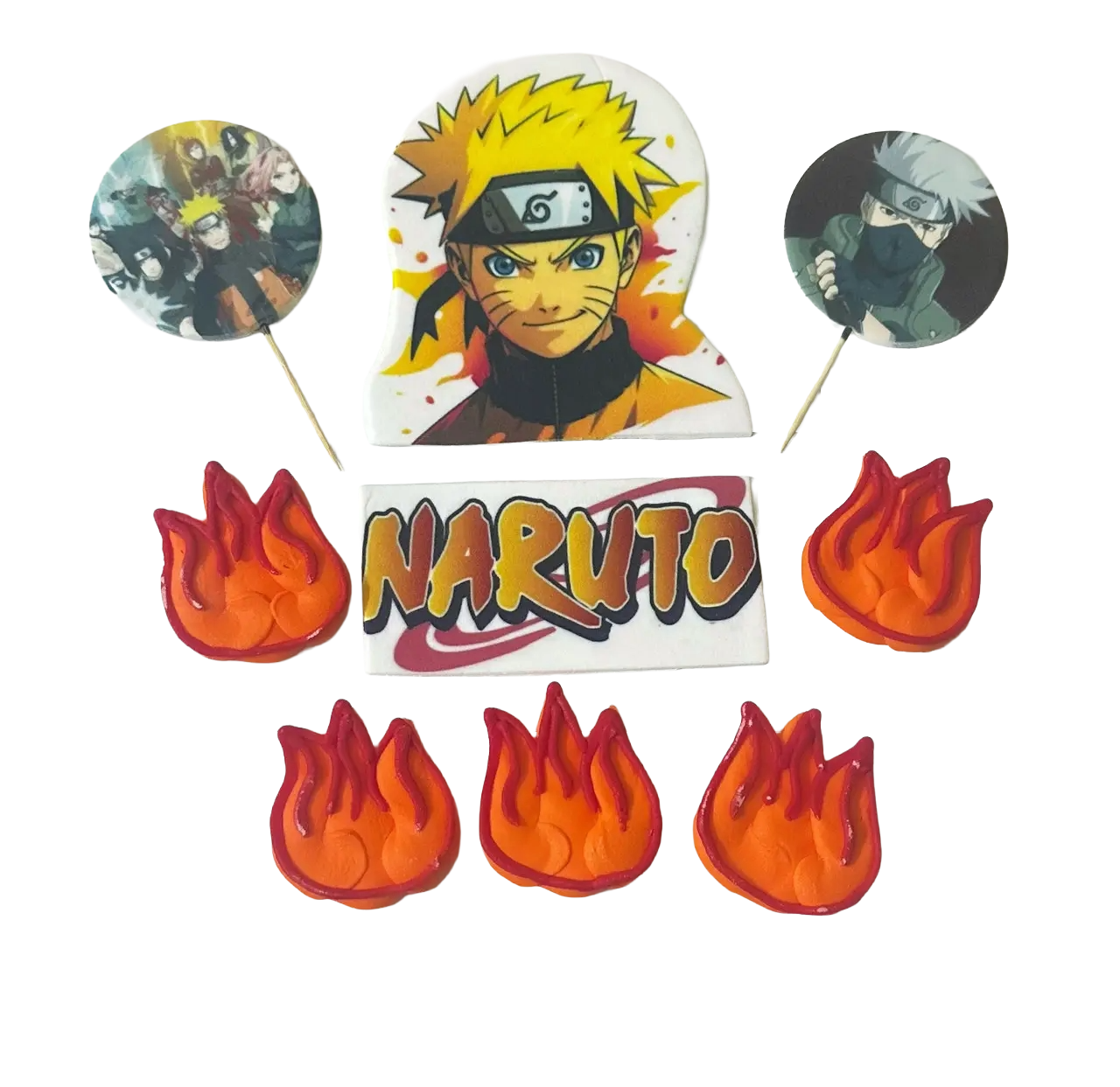 Set di decorazioni commestibili di Naruto - 9 elementi con motivi di Naruto per decorare torte