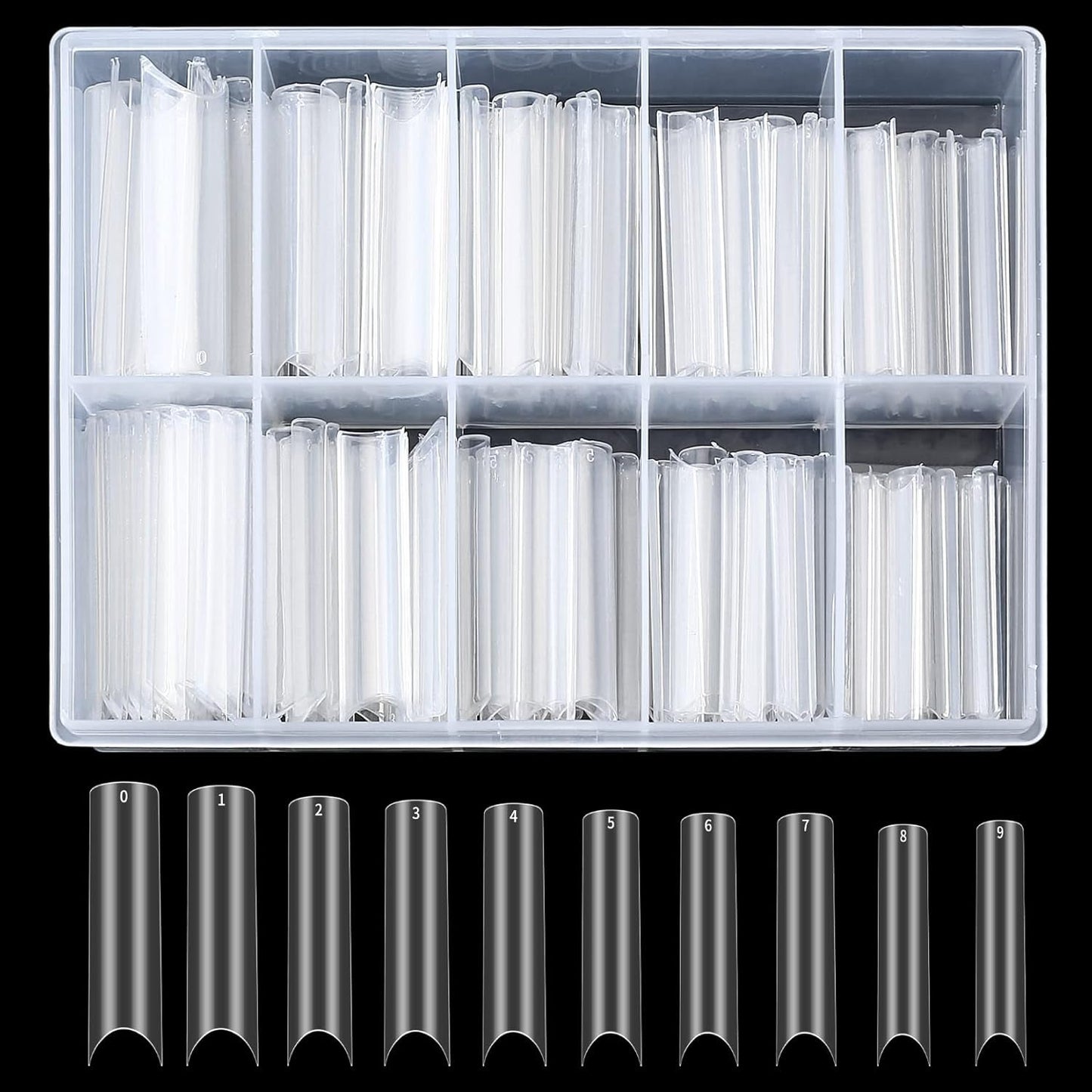 200 punte per unghie finte, punte per unghie finte acriliche, punte per unghie finte francesi, punte per unghie finte trasparenti quadrate extra lunghe e dritte per saloni di bellezza fai-da-te