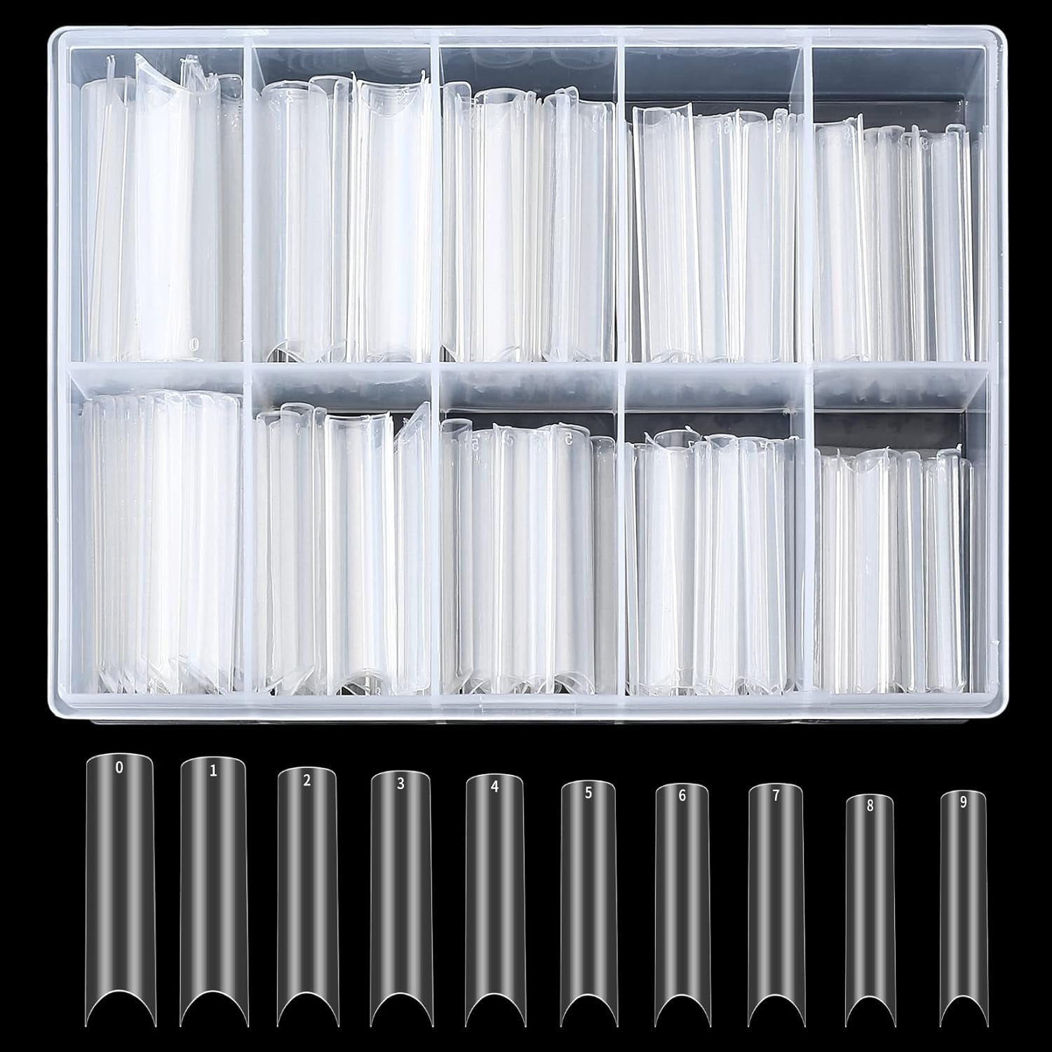 200 punte per unghie finte, punte per unghie finte acriliche, punte per unghie finte francesi, punte per unghie finte trasparenti quadrate extra lunghe e dritte per saloni di bellezza fai-da-te