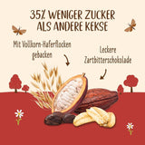 Biscotti con avena e cioccolato biologico Allos | Biscotto Croccante Al Cioccolato E Avena Integrale | Dolcificare con miele 6 x 130g
