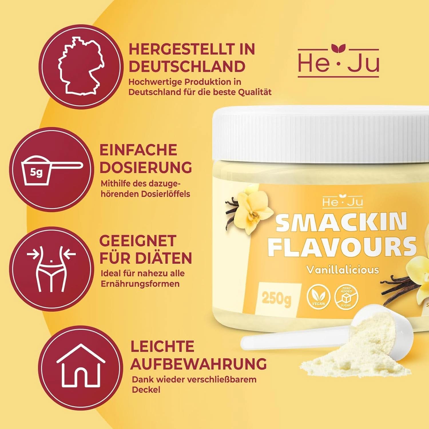 He-Ju, Polvere al gusto di vaniglia, 250 grammi Aromas Naty Shop