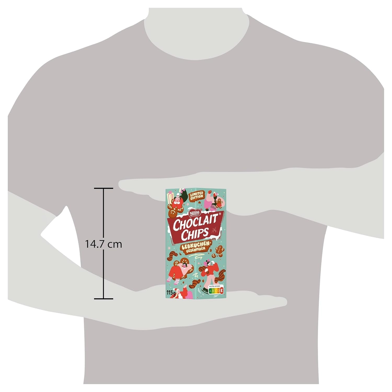 Nestlé Gingerbread, uno snack delizioso e croccante al gusto di pan di zenzero, ricoperto di cioccolato al latte e rifinito con strisce decorative di cioccolato fondente, 1 confezione (1 x 115g)