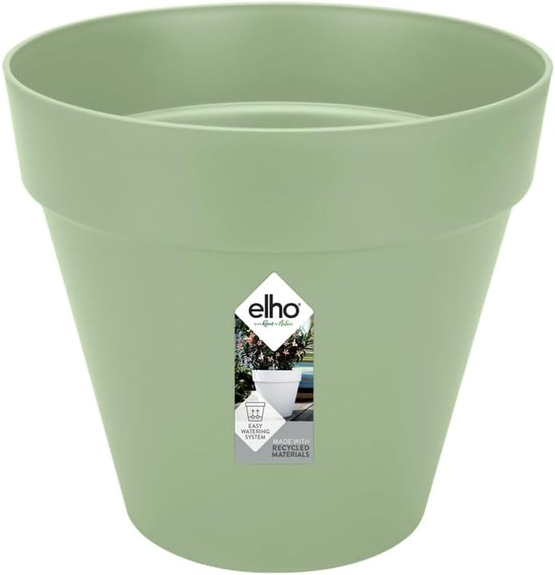 elho Loft Urban Round 40 - Vasi da fiori da esterno - 100% plastica riciclata - Ø 38,5 x H 35,3 cm - Giallo/Ocra