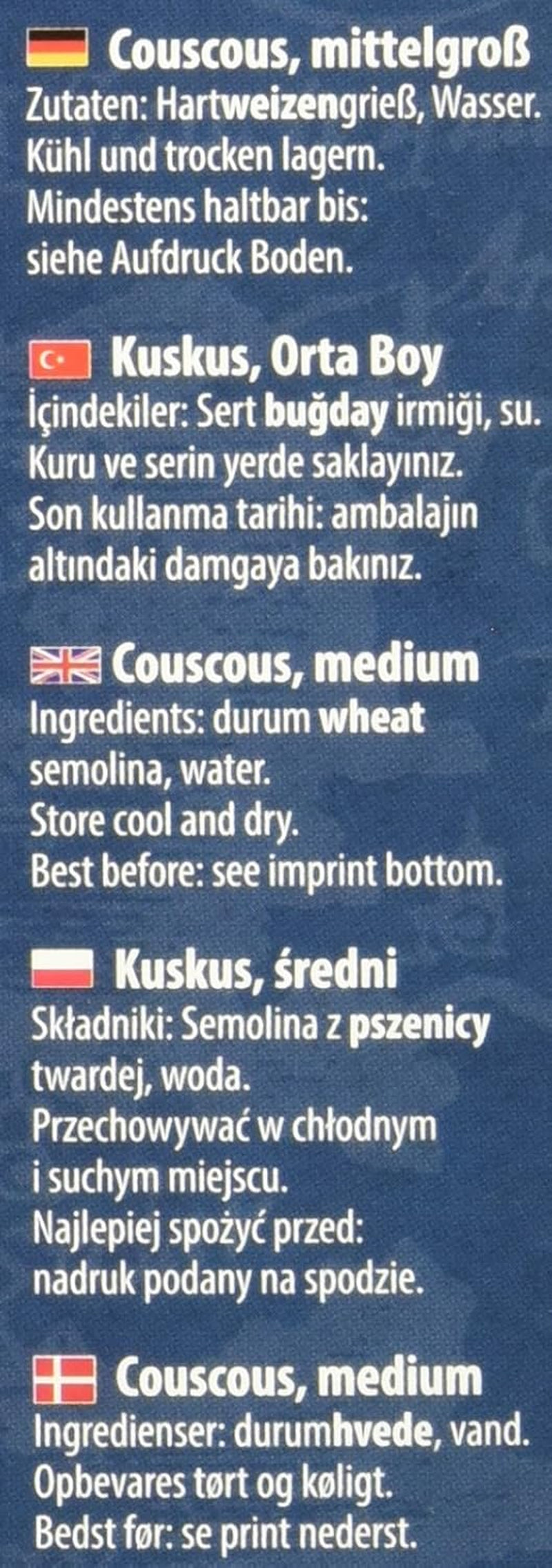 Couscous – Couscous leggero e soffice con un leggero sapore di nocciola – Una specialità tipica del Nord Africa – 1 x 500g