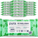 Salviette usa e getta ecologiche per la pelle sensibile del bambino 70 salviette (1 confezione) 99% acqua 100% senza plastica per pelle sensibile incline all'eczema Neonato biodegradabile Vegan