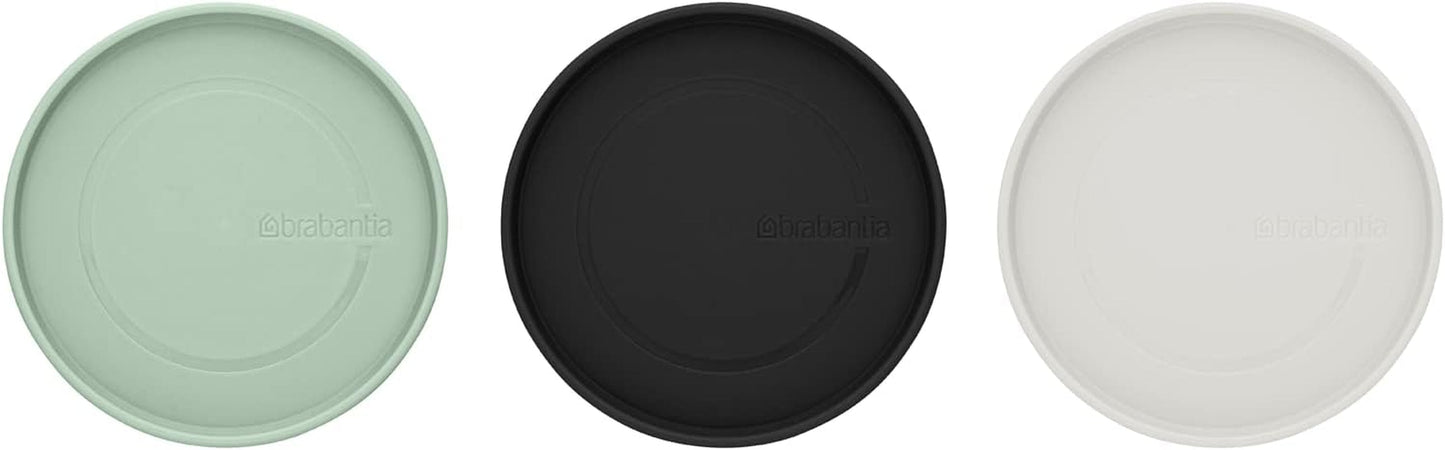 Brabantia - Contenitore in Vetro Impilabile con Coperchio - Set da 3 - Conservazione degli Alimenti - Mantiene il Cibo Fresco più a lungo - Guarnizione in Silicone - Lavabile in Lavastoviglie - Grigio Scuro/Grigio Chiaro/Verde Giada - Contenitori per Alimenti da 0,3 L/0,6 L/1,1 L Naty Shop