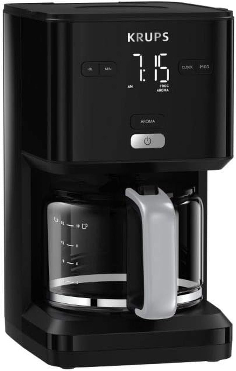 Macchina da caffè Krups Smart'n Light con timer, per 1,25 litri di caffè filtro, funzione di mantenimento in caldo, spegnimento automatico, nero, KM600810
