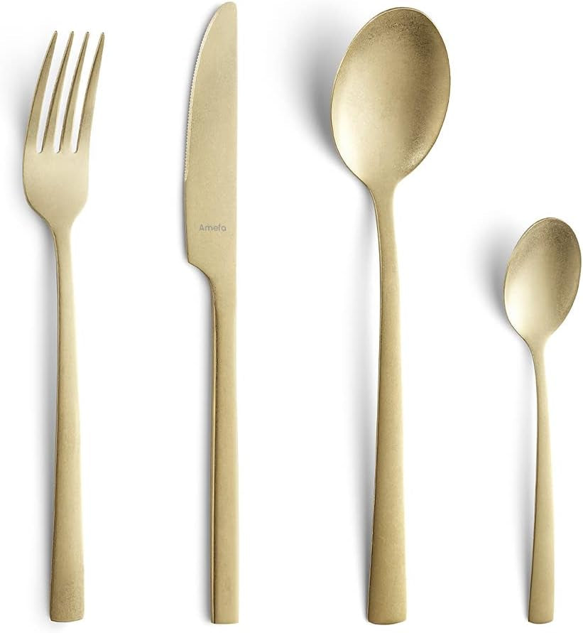 Amefa MANILLE Set Posate 16 Pezzi, Rivestimento PVD, Acciaio Inossidabile, Lama in Acciaio 13/0, Acciaio Inossidabile 18/0 Naty Shop