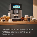 Macchina per caffè espresso automatica Siemens EQ900, ampio schermo a colori TFT, 2 contenitori di chicchi, 36 bevande calde e fredde, caffè freddo, super silenziosa, funzione due tazze, controllo app, acciaio inossidabile, TQ907D03