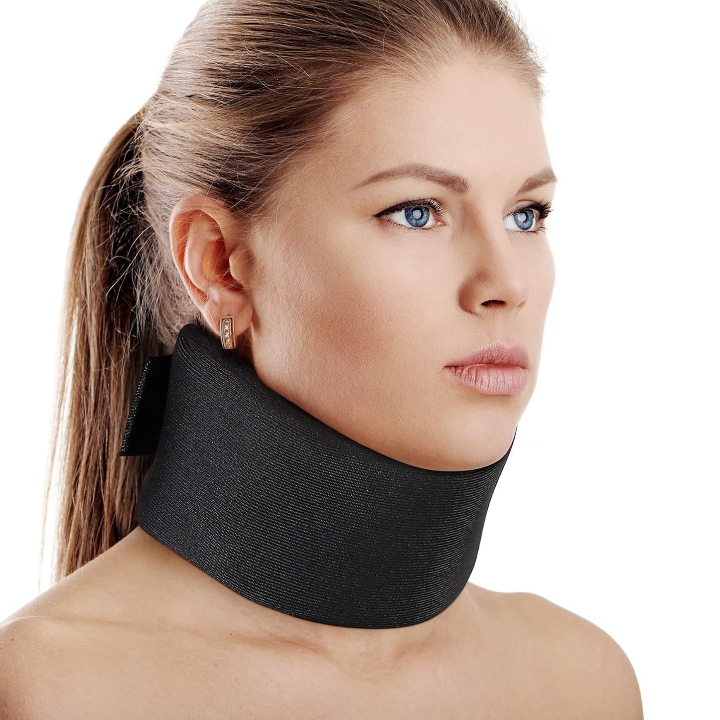 RESTCLOUD Supporto per il collo in morbida schiuma, Collare universale, Supporto per il collo regolabile per il sonno - Allevia il dolore al collo (Bianco, Collare profondo 6,4 cm, M) Naty Shop Cuscini ortopedici cervicali Nero L (7,7 cm Alto)