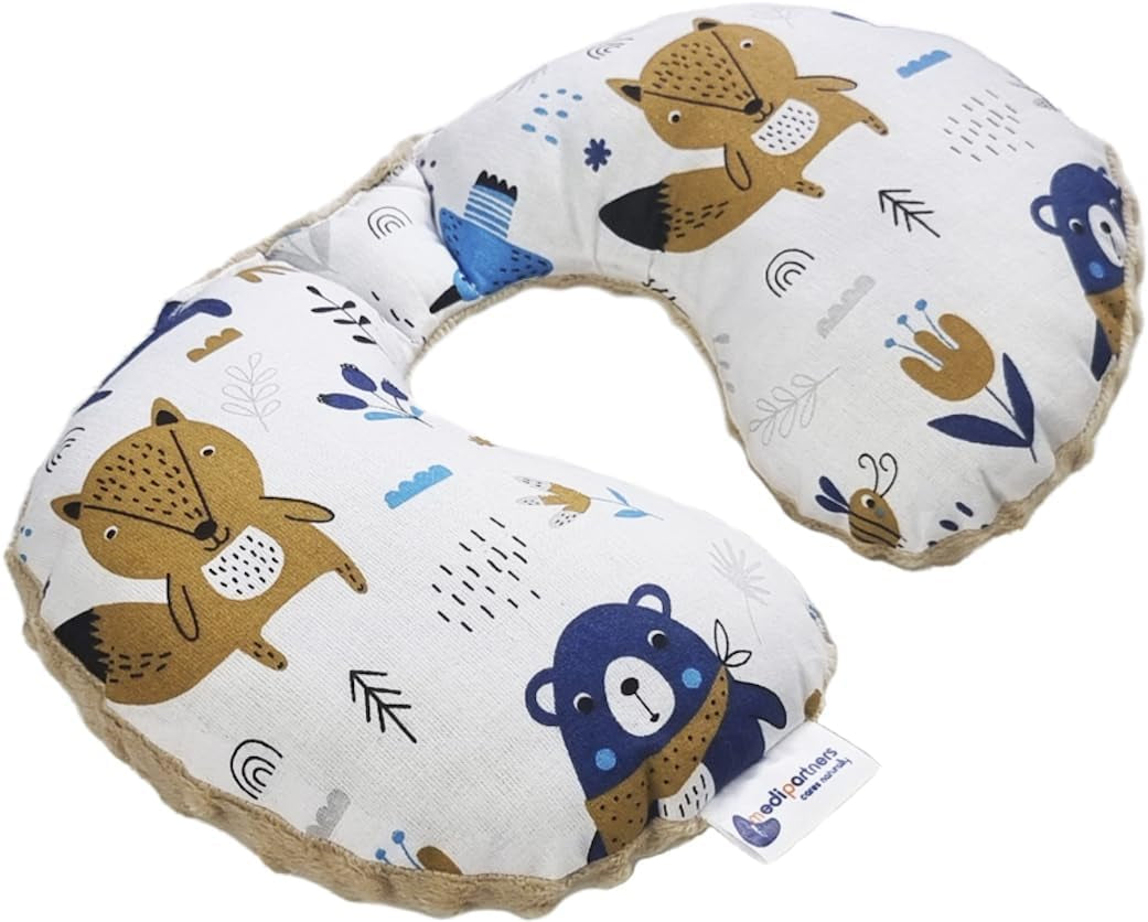 Medi Partners Cuscino per il collo del bambino Supporto per il collo 100% cotone / Minky Cuscino per il collo del bambino per auto Passeggino Viaggi Viaggio Sonno Cuscino per il collo Snooze Roll (REH con Minky grigio) Cuscini ortopedici cervicali Naty Shop Animali Boho con Minky beige