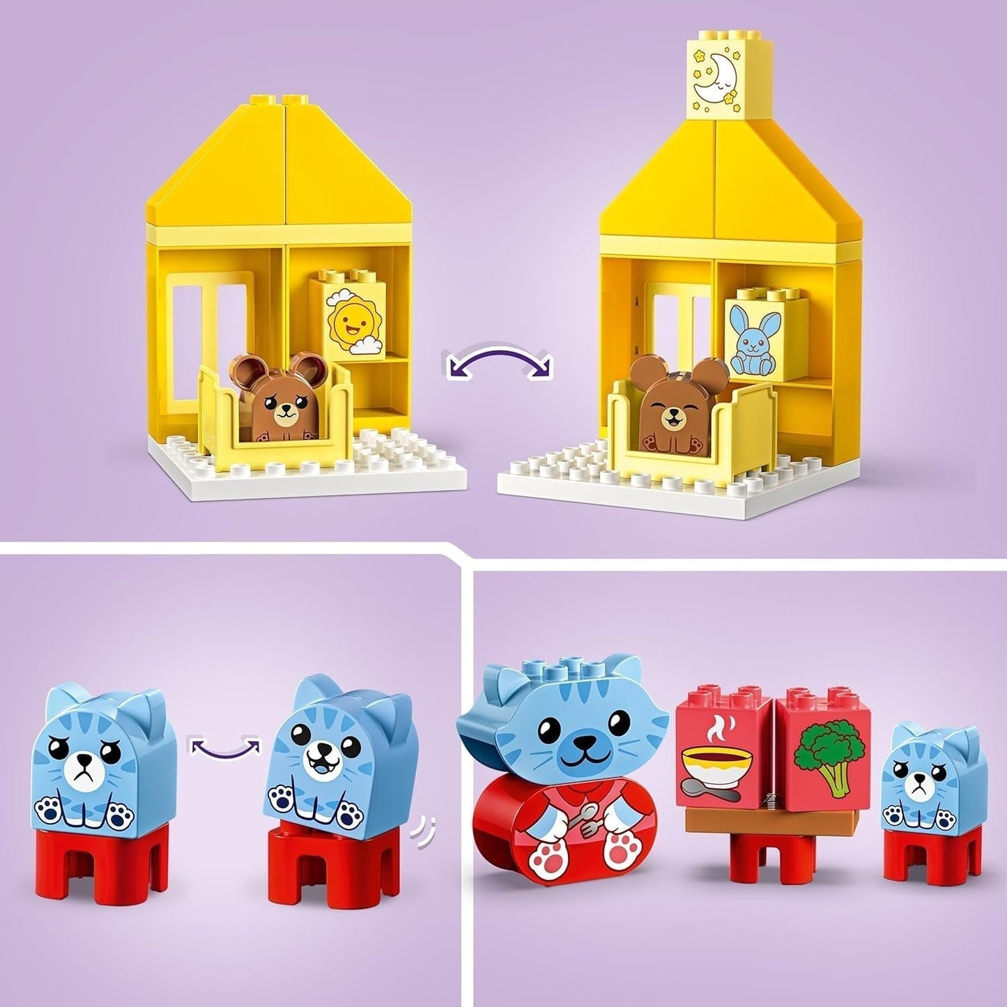 LEGO DUPLO Routine quotidiane: mangiare e andare a dormire, giocattolo didattico per incoraggiare lo sviluppo sociale ed emotivo, con 4 personaggi di animali, regalo per bambini a partire da 18 mesi 10414 Set da costruzione Besuche den LEGO-Store
