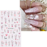 JMEOWIO 3D Nagelsticker Blumen Nail Art Sticker Selbstklebend Nagelaufkleber 5D Stereoscopico Frühling Sommer Dekoration Nageldesign Zubehör 4 Blatt