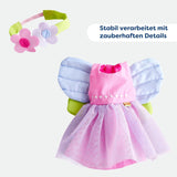 Vestiti per bambole HABA Fairy Magic - Set da 2 pezzi per bambole da 18 mesi in su (30 cm) - Abito in tulle con ali, fascia per capelli con fiori inclusa - 1306243001