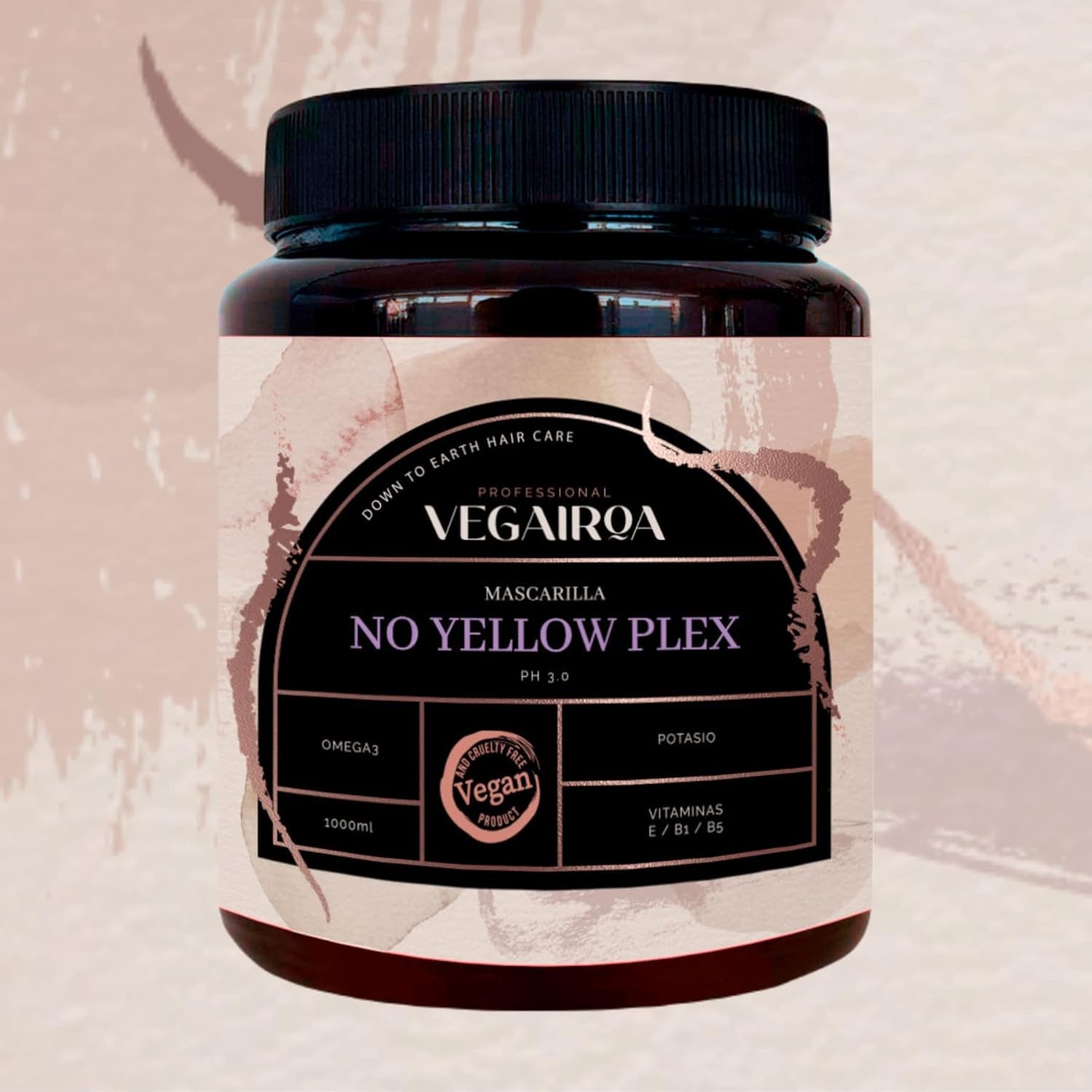 VEGAIROA - No Yellow Plex Mask - Maschera neutralizzante per toni gialli e arancioni - Cura idratante - Pigmento viola - Prodotto vegano professionale per capelli - Maschera per capelli Naty Shop da 1000 g