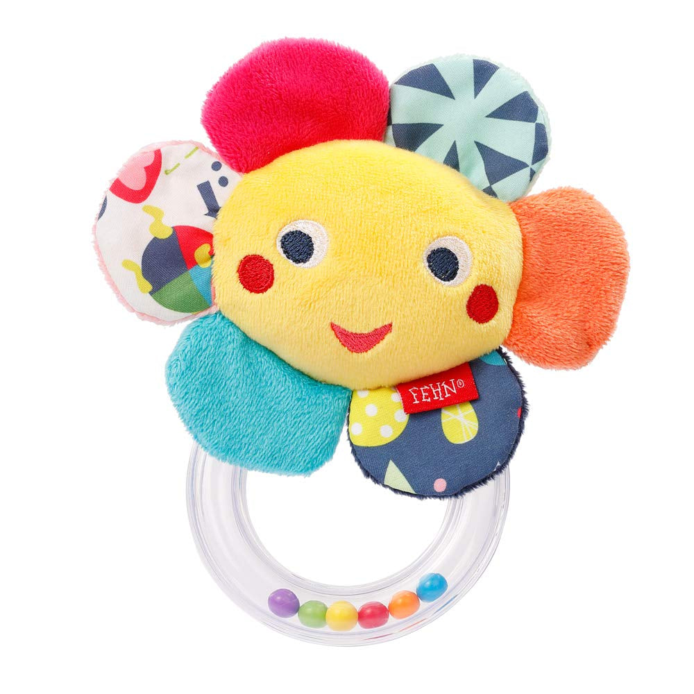 Fehn Polpo Giocattolo Campanello - Sonaglio, Squittio, Sensazione Motoria - Peluche per Neonati con Tessuto Morbido - Giocattolo per Neonati e Bambini da 0+ Mesi Naty Shop Flower