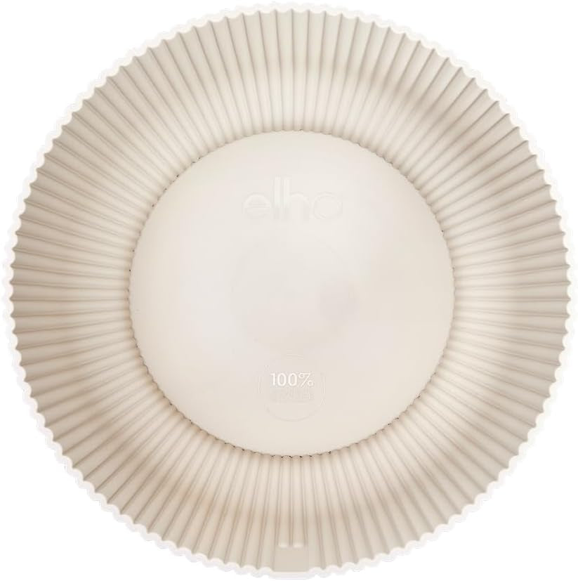 elho Vibes Fold Bowl 25 - Vasi da fiori per interni - 100% plastica riciclata - Ø 24,9 x H 12,1 cm - Bianco/Lino bianco