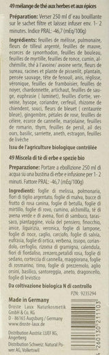 Droste-Laux Tè base con 49 erbe, 25 pezzi (tisana, bustine filtro, tè digiuno o dietetico) 120501