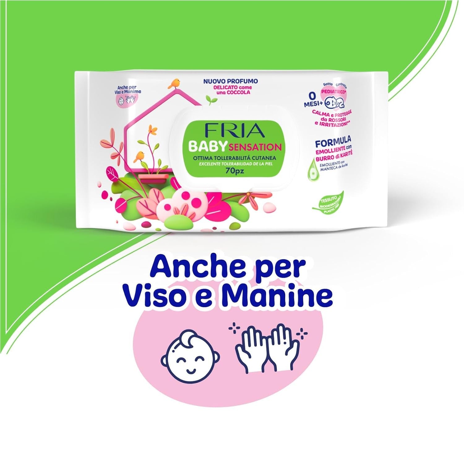 Baby Sensations con coperchio, 72 salviette umidificate, salviette detergenti per la cura personale, unisex, bambini