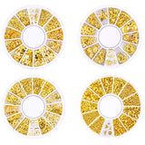 4 scatole Nagel Art Strass, Decorazioni 3D Nagel Art, Mix Größe Nagel Perlen Glitter Strass Gold Metall Hohlniet Nagelkunst Stern Mond Sonne Nagel Zubehör Für DIY Nageldesign