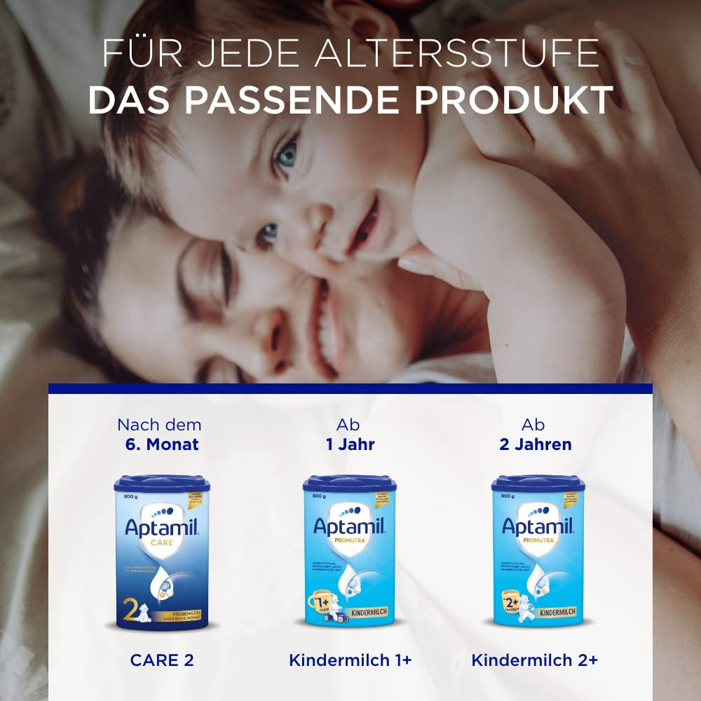 Aptamil Care 2 - Latte di proseguimento dopo 6 mesi, con Omega 3 e 6, DHA e ARA, senza olio di palma, alimenti per l'infanzia, latte in polvere, 1 x 800 g (confezione da 6)