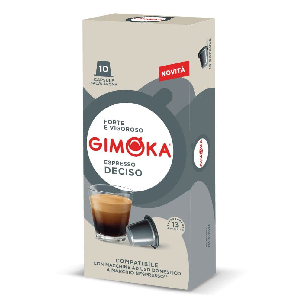 Gimoka Kaffeekapseln Espresso Deciso, Intensität 13/13-100 Kapsel - Compatibile con Nespresso* Haushalts-Espressomaschinen - 100 Stück (10 x 10 Getränke) - Hergestellt in Italien