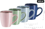 MÄSER 931870 Struttura in metallo, Set di stoviglie moderno per 4 persone con struttura color ottone, Set combinato da 16 pezzi con forme coupé senza cornice, Multicolor, Gres, Pastel'n'Blue