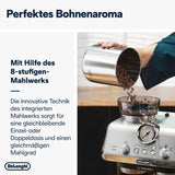 De'Longhi La Specialista Arte EC9155.MB macchina per caffè espresso portafiltro con macinacaffè, 8 impostazioni di macinatura, pressione 15 bar, 3 impostazioni di temperatura, montalatte, 1550 W, serbatoio da 1,7 litri, acciaio inossidabile/nero, incluso kit barista