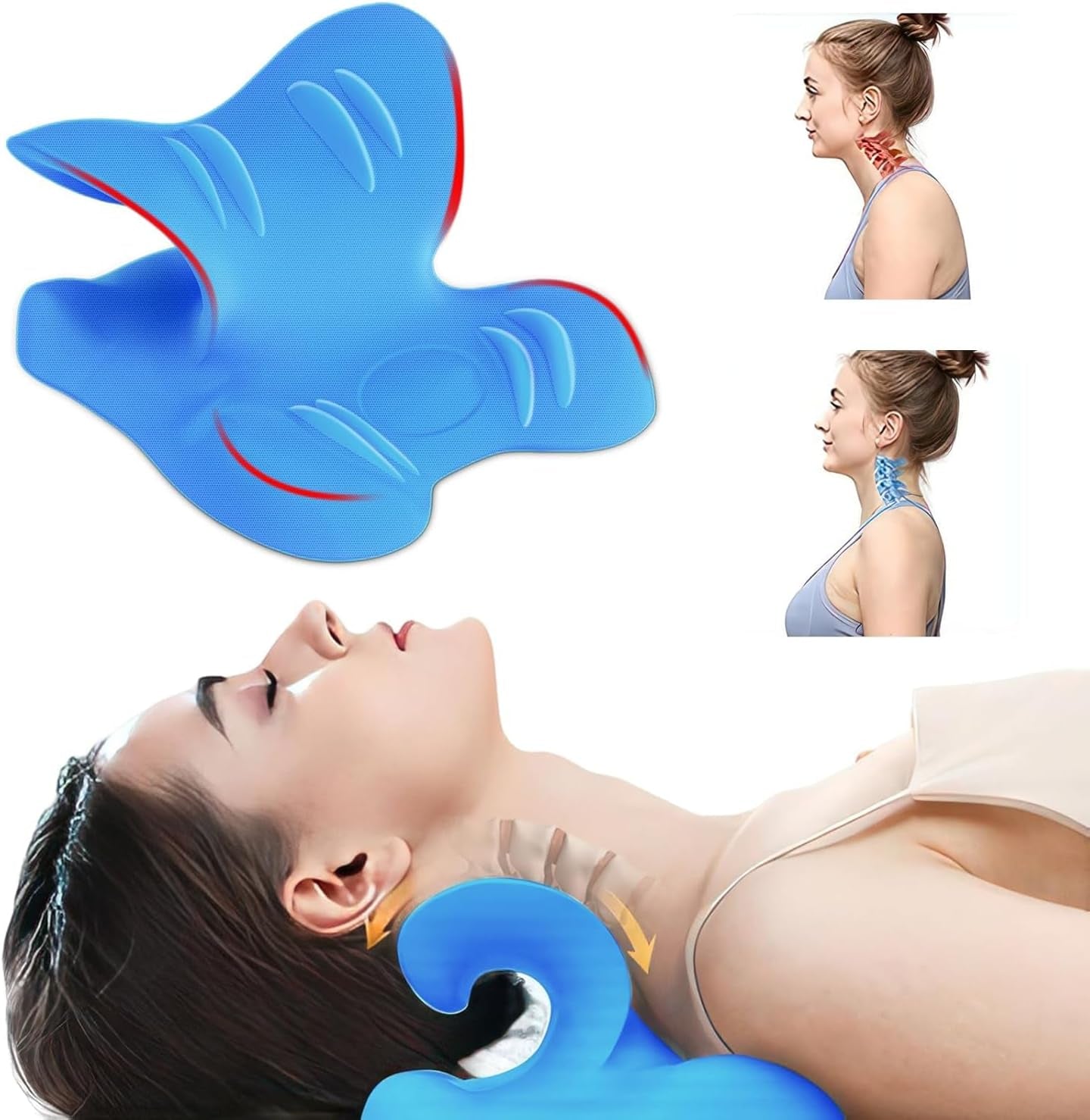 Barella per collo 2.0, Cloudy Neck Barella per collo Lefaya Vincitore del test ortopedico Barella per collo per alleviare il dolore al collo Gobba per collo Premium Cloud corregge la postura (Blu) Cuscini ortopedici cervicali Naty Shop Titolo predefinito