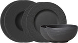 Villeroy & Boch Manufacture Rock Set Starter, 6 Pezzi, Nero, Lavabile in Lavastoviglie, Adatto al Microonde, Set Piatti Nero Opaco, Stoviglie, Posate, Porcellana Premium