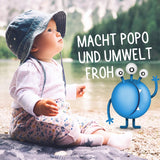 PopoLino Baby fondo morbido in schiuma al posto delle salviette umidificate. Schiuma detergente cosmetica vegana e naturale! Schiuma per i sederi con aloe vera, amamelide, bergamotto e vitamina E. Rende felici i sederi e l'ambiente.