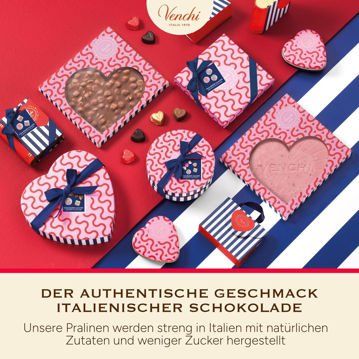 Venchi - Scatola da 9 Cioccolatini Assortiti, 175g, Senza Glutine, Senza Coloranti né Conservanti, Idea Regalo San Valentino