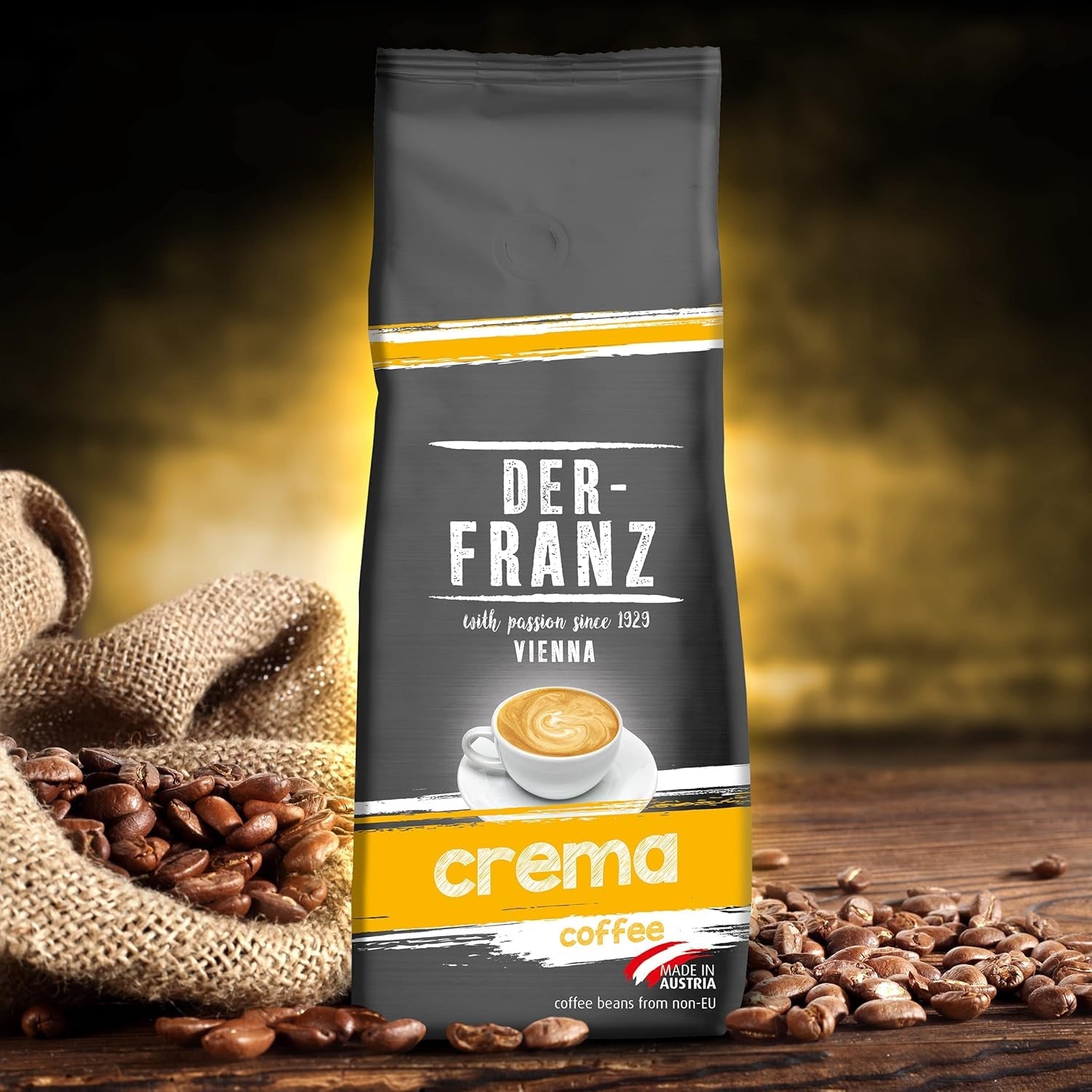 DER-FRANZ Kaffee Crema, Intensità 4/5, 100% Arabica, ganze Kaffeebohnen, 3 x 500 g